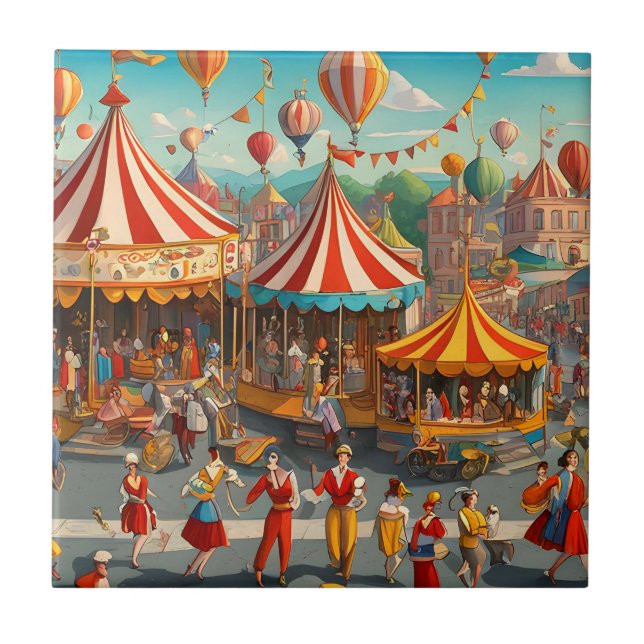 Circus Parade Ceramic Tile (Front)