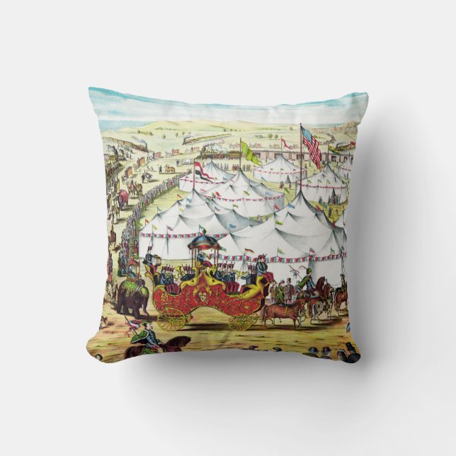 Circus Parade - Vintage Circus Art Pillow (Front)