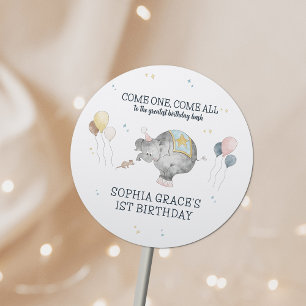 Circus Party Carnival Theme 1st Birthday Classic Round Sticker