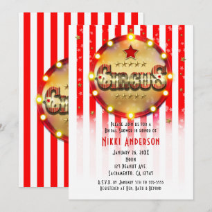 Circus Party Event Red White Gold Striped Invitation