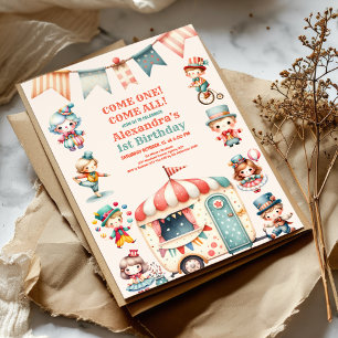 Circus Party for 1st Birthday Invitation