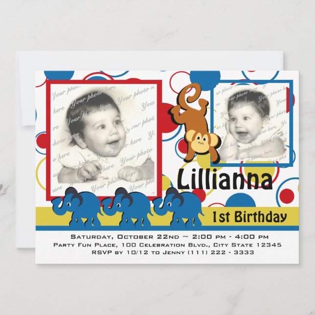 Circus Party Photo Invitation (Front)