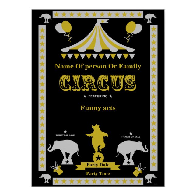 Circus Party Posters And Cards (Front)