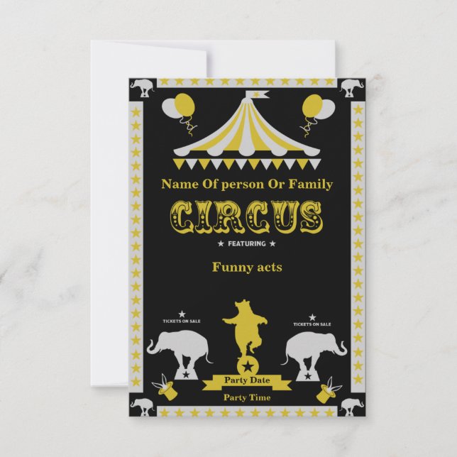 Circus Party Posters And Cards (Front)