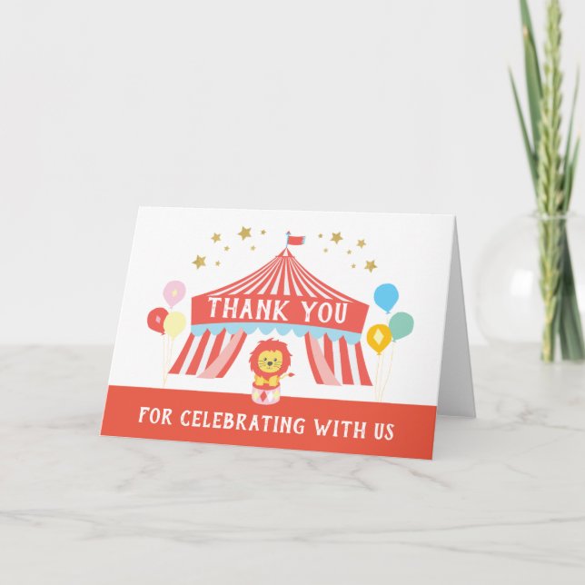 Circus party Thank you, Carnival Thank You Card (Front)