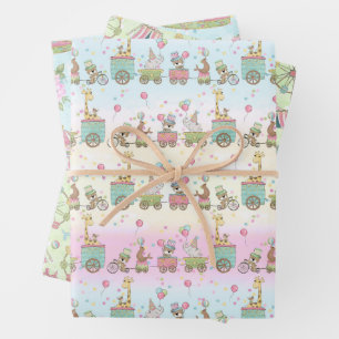 Circus Pastel Baby Wrapping Paper Sheet