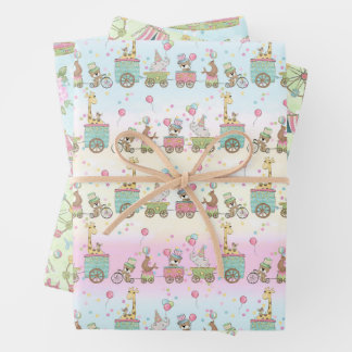 Circus Pastel Baby Wrapping Paper Sheet