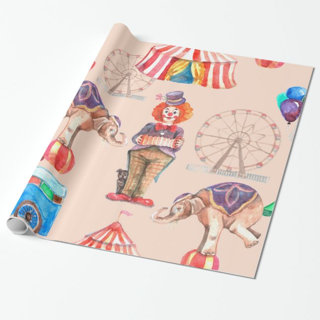 Circus Pattern Wrapping Paper (Unrolled)