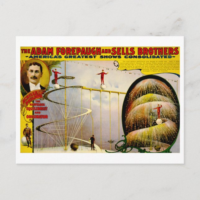 Circus Performance Vintage 1899 Poster Postcard (Front)