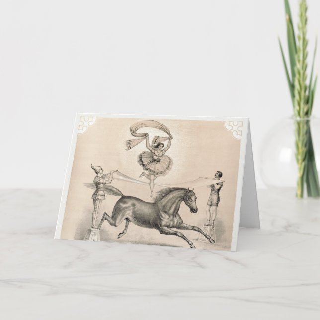 Circus Performer Jumping Over A Large Ribbon Card (Front)