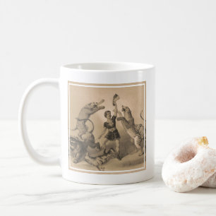 Circus Performer Standing Among Vicious Animals Coffee Mug