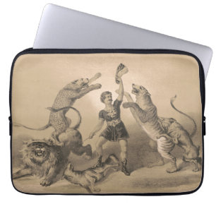 Circus Performer Standing Among Vicious Animals Laptop Sleeve