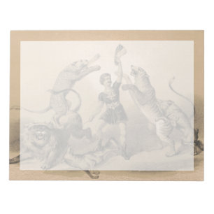 Circus Performer Standing Among Vicious Animals Notepad
