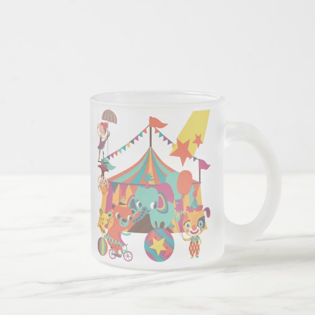 Circus Performers Frosted Glass Coffee Mug (Right)
