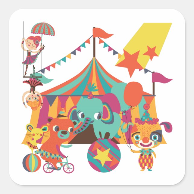 Circus Performers Square Sticker (Front)