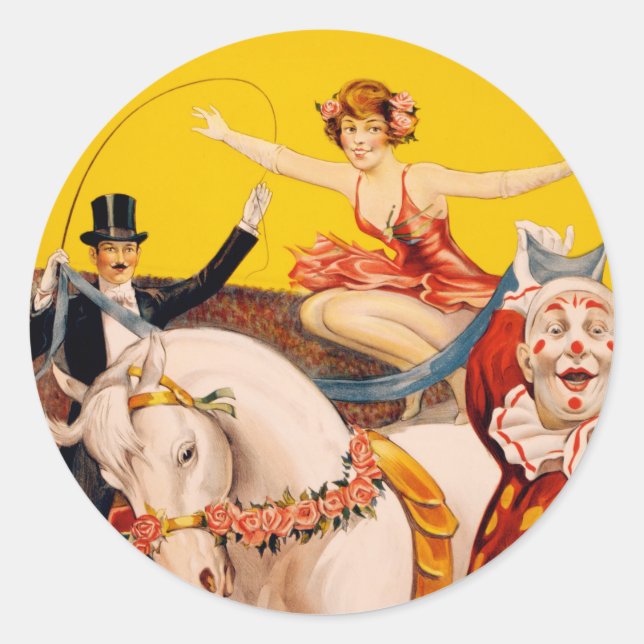 Circus performers vintage illustration classic round sticker (Front)