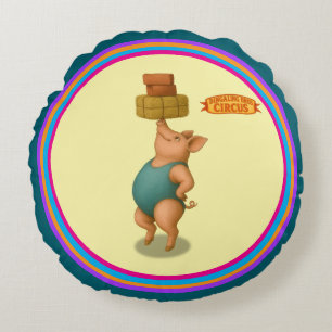 Circus pig round cushion