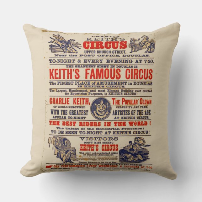 Circus Playbill Vintage Cushion (Front)