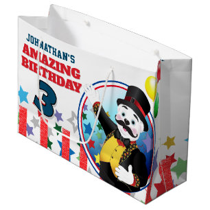 Circus Polar Bear Ringmaster Birthday Large Gift Bag