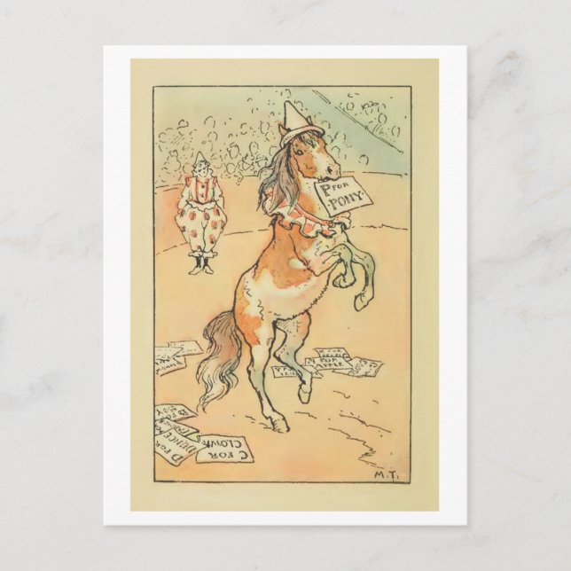 Circus Pony with Alphabet Cards Retro Postcard (Front)