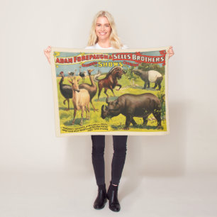 Circus Poster For Adam Forepaugh & Sells Brothers Fleece Blanket