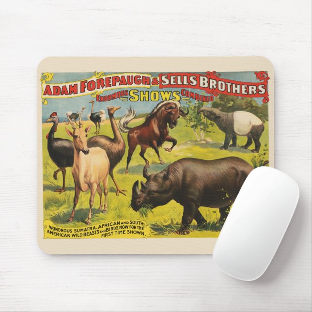 Circus Poster For Adam Forepaugh & Sells Brothers Mouse Mat (With Mouse)