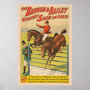 Circus Poster Of 2 Ponies Jumping Over An Obstacle