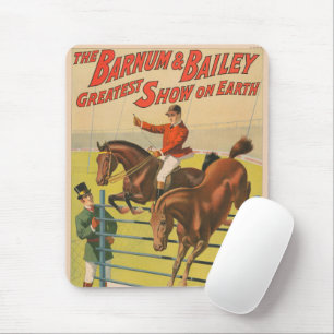 Circus Poster Of 2 Ponies Jumping Over An Obstacle Mouse Mat