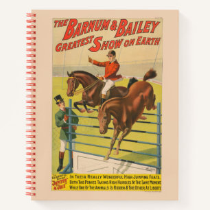 Circus Poster Of 2 Ponies Jumping Over An Obstacle Notebook
