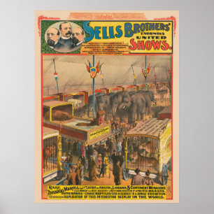 Circus Poster Of Animals On Exhibit In A Tent