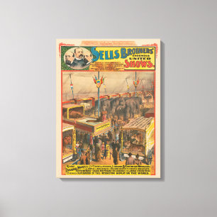 Circus Poster Of Animals On Exhibit In A Tent Canvas Print