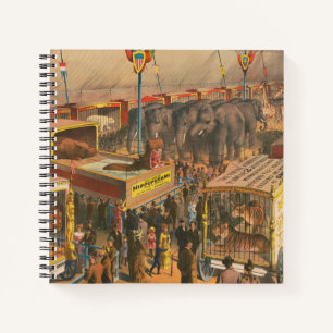 Circus Poster Of Animals On Exhibit In A Tent Notebook