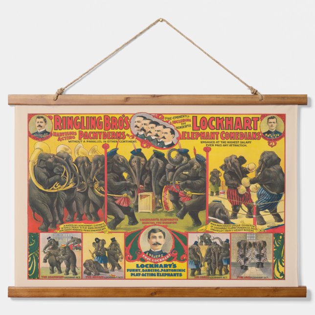 Circus Poster Of Elephants Performing Hanging Tapestry (Front)