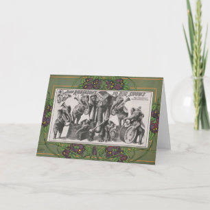 Circus Poster Of Elephants Playing Instruments Card