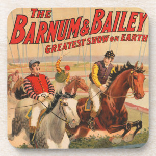 Circus Poster Of Jockeys On Horses Jumping A Hedge Coaster