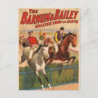 Circus Poster Of Jockeys On Horses Jumping A Hedge