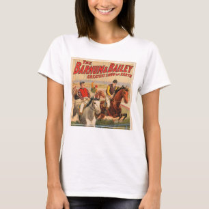 Circus Poster Of Jockeys On Horses Jumping A Hedge T-Shirt