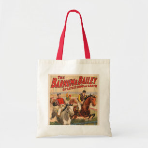 Circus Poster Of Jockeys On Horses Jumping A Hedge Tote Bag