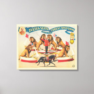 Circus Poster Of Julius Seeth With His Lions Canvas Print