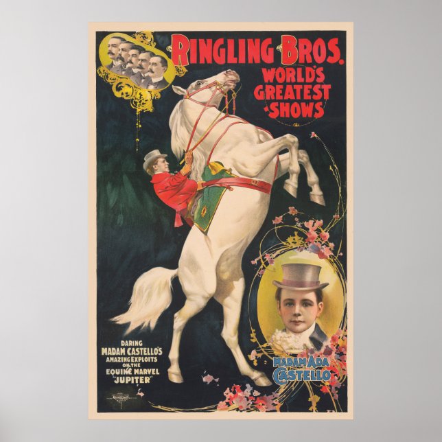Circus Poster Of Madam Ada Castello On A Horse (Front)