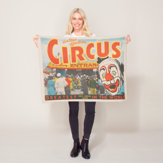 Circus Poster Of People Entering The Big Top Fleece Blanket (In Situ)