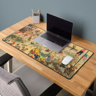 Circus Poster Of People In Costumes Performing Desk Mat