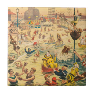 Circus Poster Of People In Costumes Performing Tile