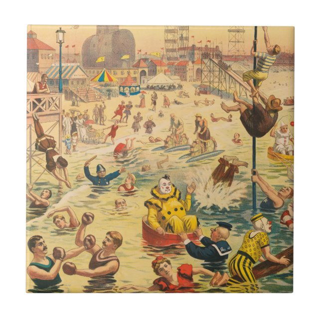 Circus Poster Of People In Costumes Performing Tile (Front)