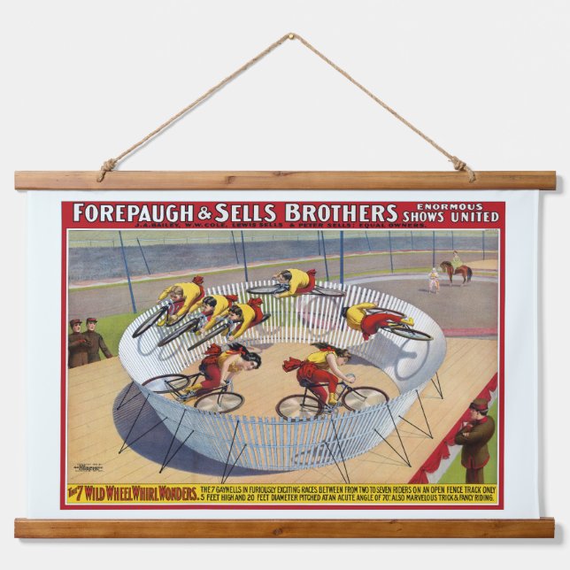 Circus Poster Of The Seven Gaynells Riding Bikes Hanging Tapestry (Front)