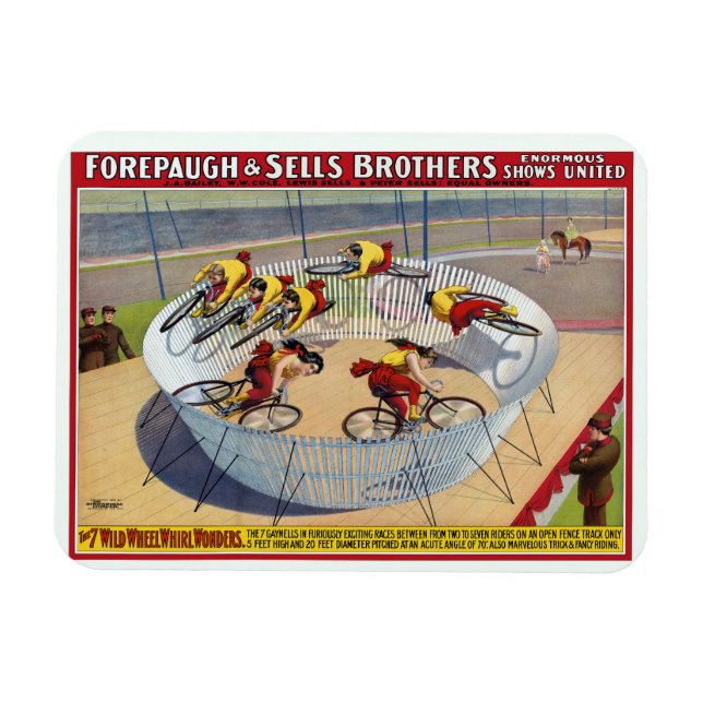 Circus Poster Of The Seven Gaynells Riding Bikes Magnet (Horizontal)