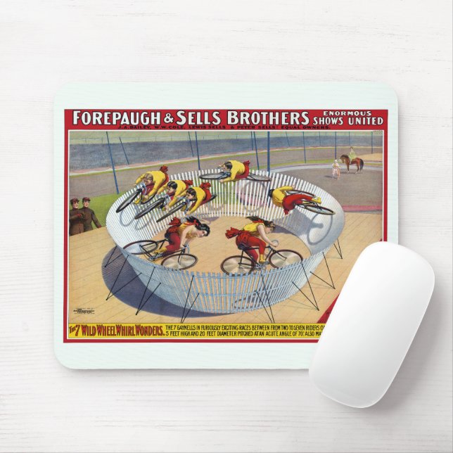 Circus Poster Of The Seven Gaynells Riding Bikes Mouse Mat (With Mouse)