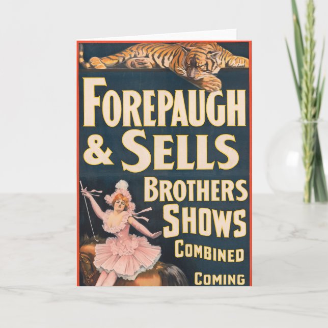 Circus Poster Of Tiger And Woman On Horseback Card (Front)