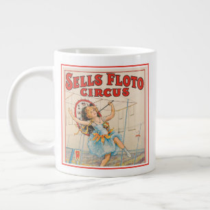 Circus Poster Of Tight-Rope Walker With A Parasol Large Coffee Mug
