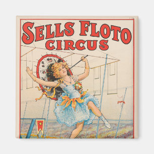 Circus Poster Of Tight-Rope Walker With A Parasol Magnet